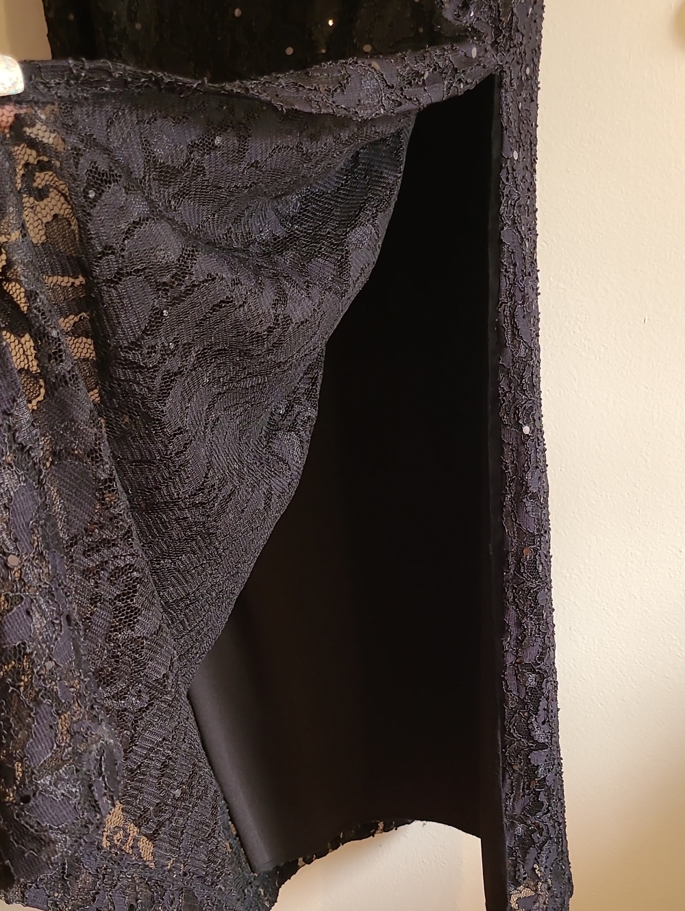 Connected Apparel Black Lace Sequins Formal Gown Evening Dress Wmn 12 Elegant — image 8 of 8